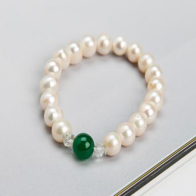 China 2018 fashion trendy freshwater cultured pearl jewelry chain bracelet beads with 9-10mm shaped pearl stretch bracelets for sale