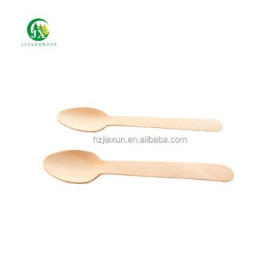 China Disposable Eco Friendly Stocked Biodegradable wood handle ice cream scoop Biodegradable Birchwood Wooden Dessert wooden scoop for sale