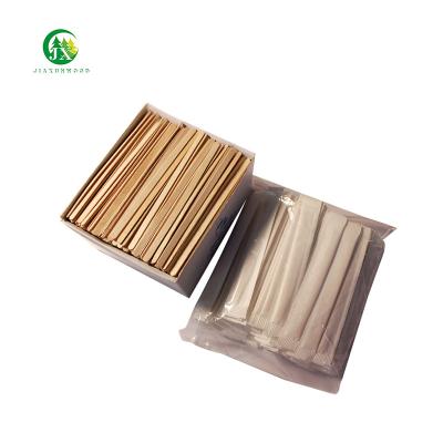 China Disposable Eco Friendly Stocked Biodegradable Wooden Coffee Tea Hot Drink Stirrer Factory Wholesale Disposable Birch Wood Paper Wrapped Coffee Stirrer for sale