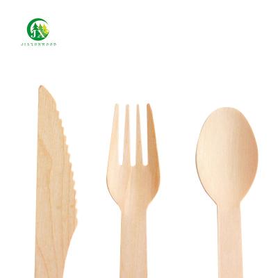 China Disposable Eco Friendly Stocked Biodegradable disposable knife fork spoon good quality wooden tableware spoon for sale for sale