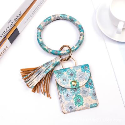 China Waterproof Hot Selling Leather Matching Wallet Bangle Card Holder PU Key Chain Bracelet Girl Purse For Women for sale