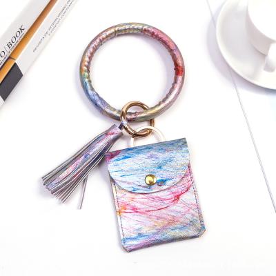 China Eco Friendly Custom Wristlet Wallet Bracelet Key Chain Key Chain With PU Wallet for sale