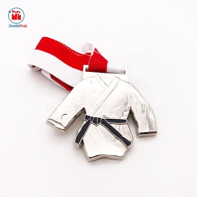 China Europe Custom Design Your Own 3D Silver Sport BJJ Jiu-Jitsu Judo Medal Technology Judo Championship Medals for sale