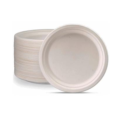 China Sugarcane fiber 6inch 7inch 8inch compostable 100% natural eco-friendly 9inch sugarcane bagasse pulp dish for sale