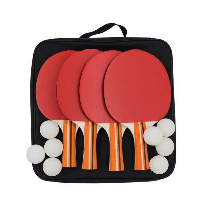 China Wooden +Rubber Logo 4 Player Table Tennis Promotional Gifts Customized High Quality Set With 8 Ball for sale