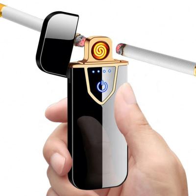 China Hot Selling USB Rechargeable Electric Finger Touch Screen Lighter Tungsten Ignition Electronic Smart Lighter For Cigarette for sale