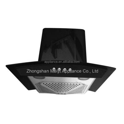 China Smoke Filtration Installation Style Chain Hood With Black Glass Cooker Hood New for sale