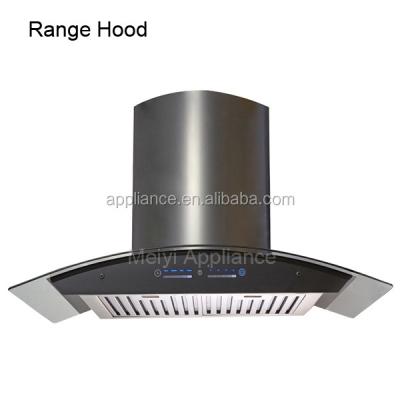 China 201 SS+tempered Glass Hood Kitchen Chimney Double Baffle Touch Control Range for sale