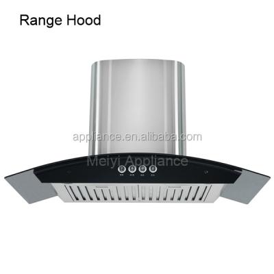 China 201 SS+tempered Glass Cooker 900mm Hood Kitchen Chimney Baffle Filter for sale