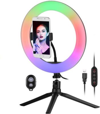 China Adjustable Makeup Ringlight Dimmable Remote Adjustable TECHNOLOGY 10inch RGB LED Projector Fill Light Lamp Ring Light Selfie Ring Light 26cm color tempurate for sale