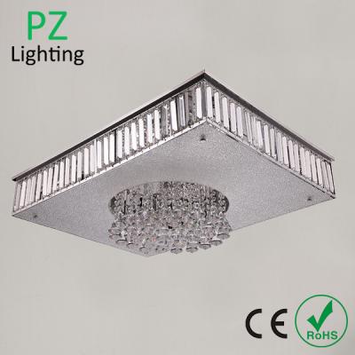 China 100-240v high voltage Square LED K9 crystal ceiling lamp with remote control color change for sale