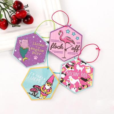 China Eco - Friendly Custom Design Promotional Hanging Paper Car Air Freshener Of Various Patterns for sale