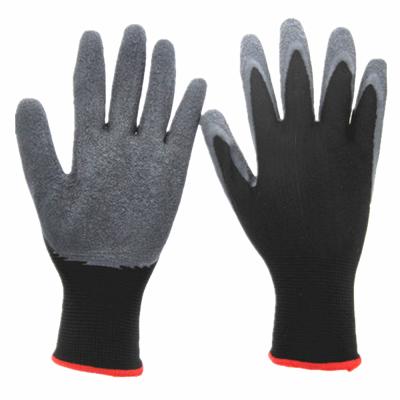 China Anti Slip Oilfield 13gauge Black Wrinkle Latex Coated Industrial Working Glove for sale