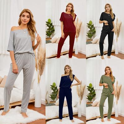 China QUICK DRY Lounge Wear Plus Size Women T-shirt Loose Pants Casual Home Wear Pajamas Set for sale