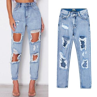 China Breathable Wholesale Hot Sale Ripped Jeans Fashion Loose Straight Jeans Fashion Casual Women's Jeans for sale