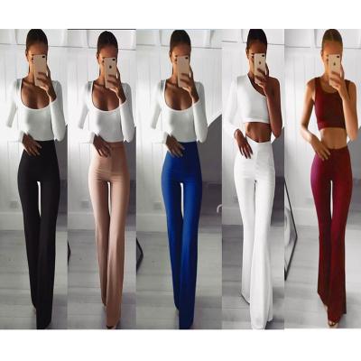 China Solid Color Jogging Home Leg Indoor Casual Women Jogging Wide Leg Soft Elastic Jogging Wide Leg Pants Bell-Bottom Pant Solid Color for sale