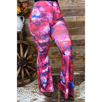 China Wholesale Breathable Colorful Tie Dye Women Bell Bottom Trouser Pants Casual Ladies Wide Leg Pants for sale