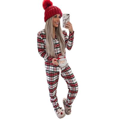 China Breathable Wholesale Hot Sale Christmas Striped Printed Pajamas Long Sleeve Home Wear Pajamas Set Casual Mom Pajamas Set for sale