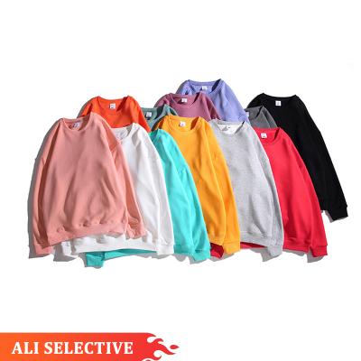 China High Quality Plain Warm Thick Crewneck Anti-wrinkle H2082F Sales Cotton Fleece 100% Oversized Sweatshirt Men Sweatshirts for sale