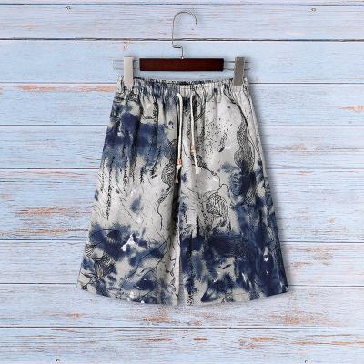 China MTR3039 Anti-wrinkle hot sales loose tie dye cotton beach shorts plus size mens shorts printed shorts for men for sale