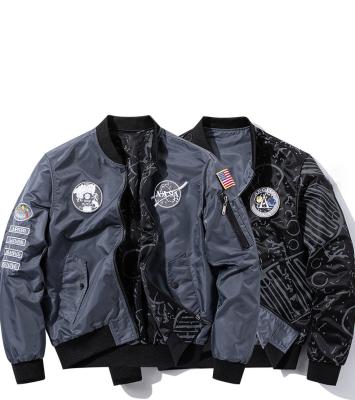 China MJ2027 Fashion Big&Tall Waterproof Reversible Embroidered NASA Jacket Bomber Jacket Men Plus Size Jackets for sale