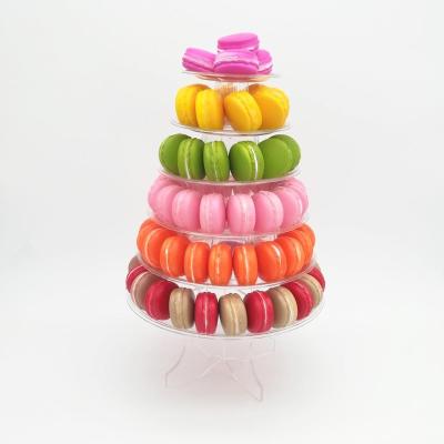 China Professional in Macaron Packaging 6 Tier Layer Macaron Tower 10 Tiers Macaron Tower Stand with Acrylic Bottom for sale