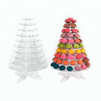 China Clear Plastic 10 Tier Macaron Tower Stand Macaron Display Stand Tower Stand With Base For Best Party Decoration for sale