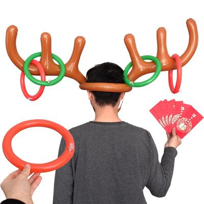 China For fun & promotional& Advertising Factory Sale Inflatable Holiday Party Game Reindeer Antler Ring Toss Game Toys For Christmas Party for sale