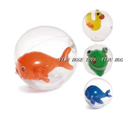 China Summer Fun Inflatable PVC Toy Animal 3D Beach Ball With Fish Inside for sale