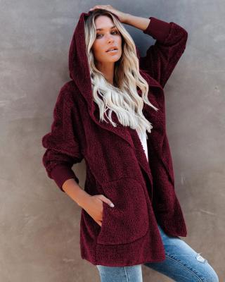 China 87-5979 Autumn And Winter Woolen Fox Fleece Cardigan Coat Women Warm Casual Hooded Gear Breathable Warm Coats for sale