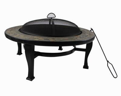 China Factory stocked high quality popular slate top modern designed direct wood burning firepit round outdoor table for sale