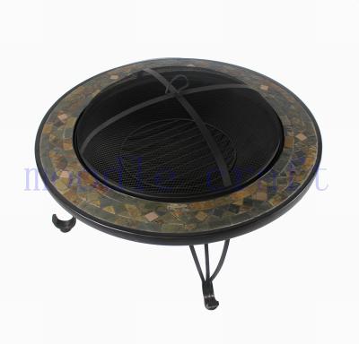 China Holiday BBQ cook stocked firepit with friends factory direct high quality modern round outdoor slate cook top firepit for sale