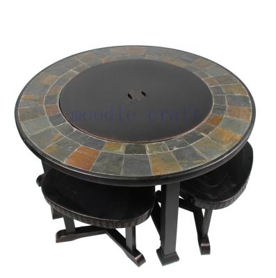 China Popular slate high quality factory stocked top modern direct designed firepit round outdoor table for sale