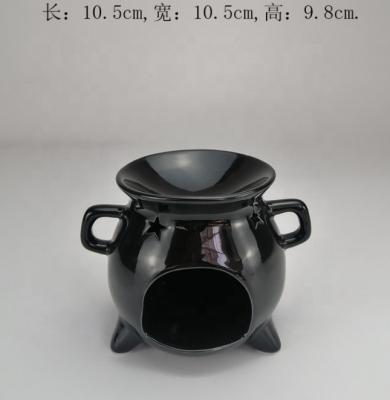 China Chinese Wholesales Incense Hollow Holder Handmade Luxury Yoga Aroma Black Shape Teapot Porcelain Craft Ceramic Oil Burner for sale