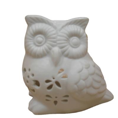 China White Ceramic Owl Essential Oil Lamp Incense Burner Porcelain Aromatherapy Furnace Wax Censer Chinese Cast Iron for sale