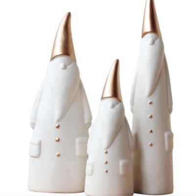 China Santa Claus Ornaments Christmas Home Decor Porcelain White Ceramic Nordic Minimalist Holiday Home Furnishing Living Room Furnishing Crafts for sale