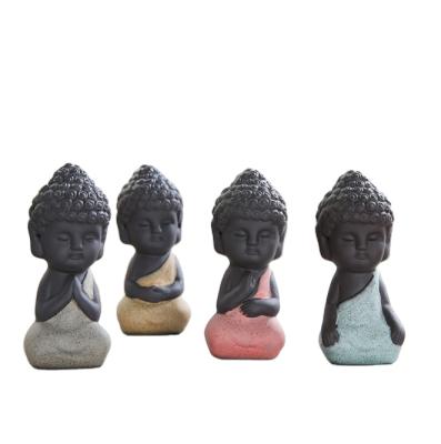 China China Factory Sales Hot Exquisite Decoration Sand Car Ornament Home Decor Purple Tea Pet Laughing Buddha Statue Small Monk for sale