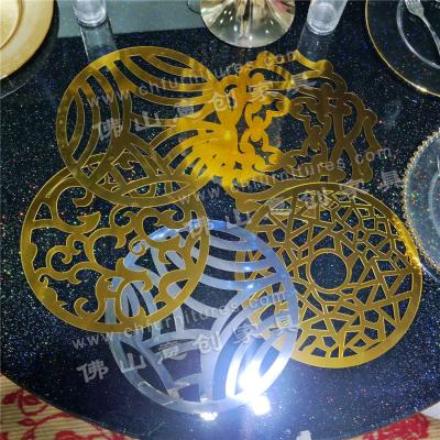 China YC-PL39 stocked modern shinny gold under the dishes centerpiece decoration weddingevent dish mat for sale