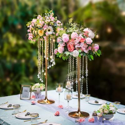 China HC-WC3 Wedding Gold Vase Stand Party Dinner Decor Tall Crystal Flower Centerpieces For Wedding Decoration for sale