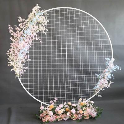 China Wedding White Stage Background Layout HYC-RA03 Hot Sale Balloon Arch Wrought Iron Grid Screen Wedding Birthday Party Decoration for sale