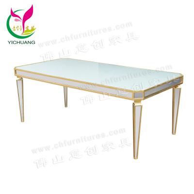 China YC-ST56 Hotel Convertible Banquet Gold Stainless Steel Rectangle Modern Party Decor Sets Wedding Mirror Table for sale