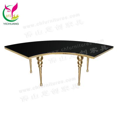 China HC-ST40Q Convertible Gold Glass Stainless Steel Wedding Top Table For Event Decor for sale