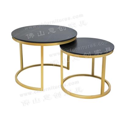 China Modern Simple Small Apartment Home Living Room Rock Panel Convertible Round Combination Coffee Table for sale