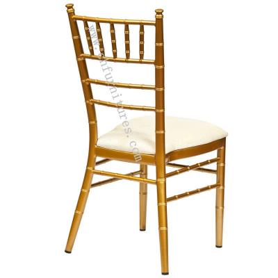 China Aluminum Hotel Chair Gold Chiavari Chair With Cushion YC-A18-02 for sale