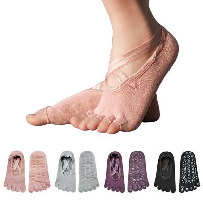 China Wholesale Breathable Yoga Socks For Women With Grip And Non Slip Half Open Toe Socks For Ballet Pilates Barre Dance 2021 for sale