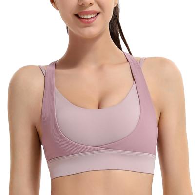 China Wholesale Breathable Racerback Sports Bras For Women Padded Yoga Gym Workout Fitness Activewear Bra Tops High Impact Support for sale