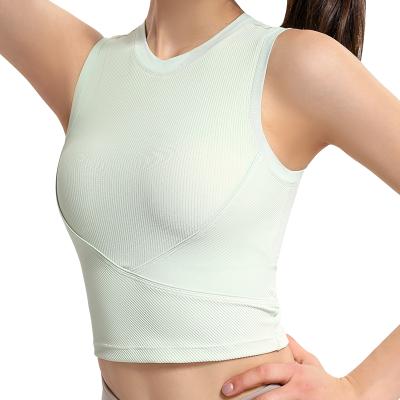 China Wholesale Women's Medium Support Yoga Bras Workout Wireless Padded Running Tank Tops Women's Breathable Sports Bra Aplet for sale