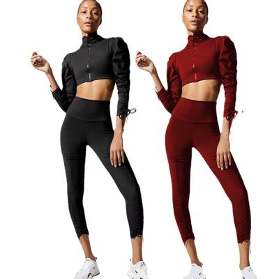 China Wholesale Breathable Autumn Winter Workout Sets Women Yoga Fitness 2 Piece Clothes Exercise Sportswear Legging Crop Top Gym Clothes 2021 for sale