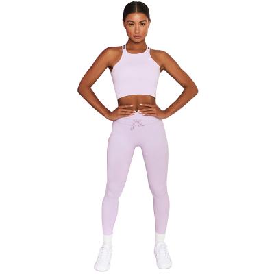 China Wholesale Breathable Women's Seamless Yoga Teams 2 Piece High Waisted Leggings With Seamless Sports Bra Gym Fitness Leggings Clothing Sets for sale