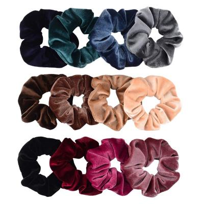 China Decorate High Quality Multicolor Oversized Hair Rings Shape Fabric Solid Colors Elastic Hair Scrunchies Good For Girls Women for sale